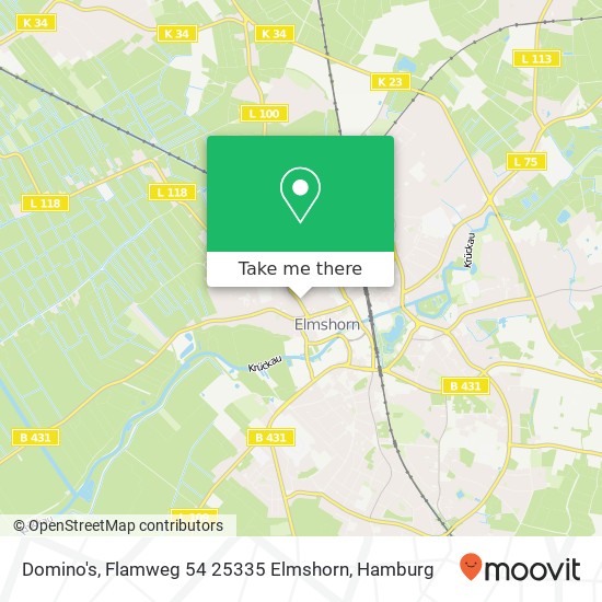 Карта Domino's, Flamweg 54 25335 Elmshorn