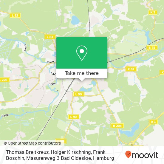Карта Thomas Breitkreuz, Holger Kirschning, Frank Boschin, Masurenweg 3 Bad Oldesloe