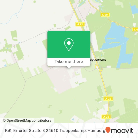 Карта KiK, Erfurter Straße 8 24610 Trappenkamp