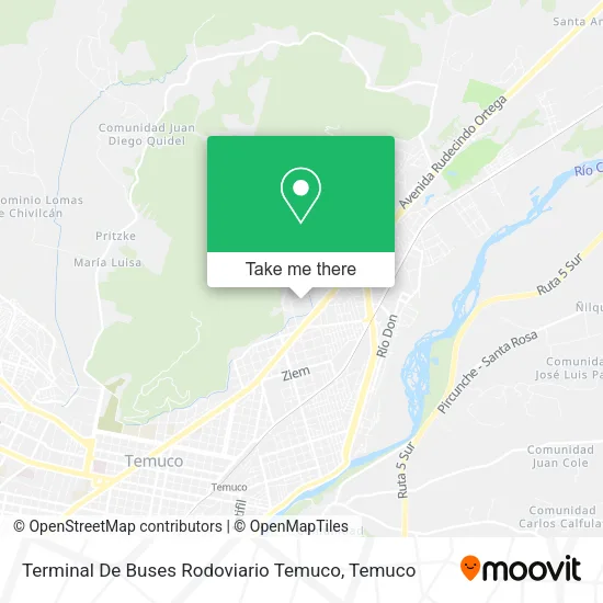 Terminal De Buses Rodoviario Temuco map