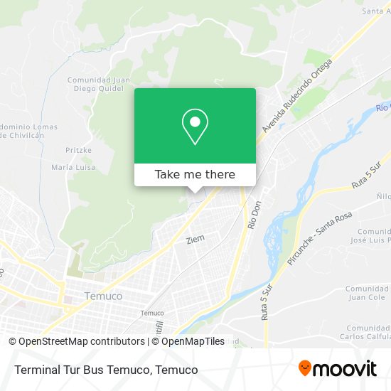 Mapa de Terminal Tur Bus Temuco