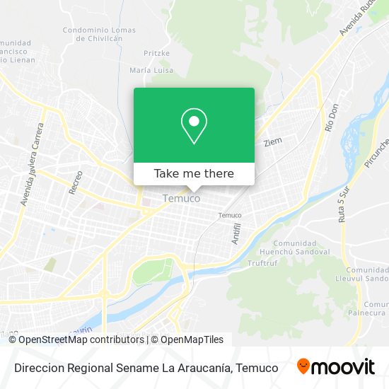 Mapa de Direccion Regional Sename La Araucanía