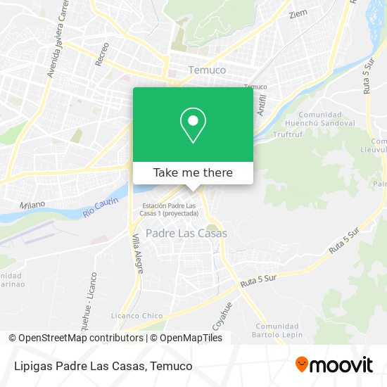 Lipigas Padre Las Casas map