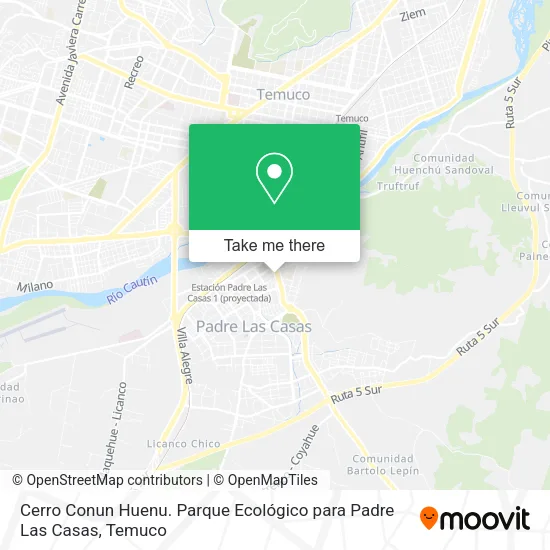 Cerro Conun Huenu. Parque Ecológico para Padre Las Casas map