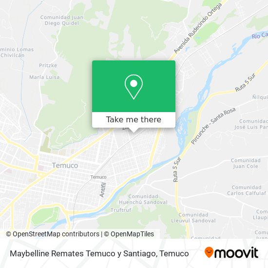 Mapa de Maybelline Remates Temuco y Santiago