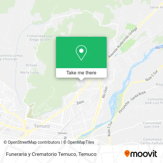 Mapa de Funeraria y Crematorio Temuco