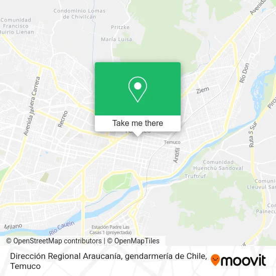 Dirección Regional Araucanía, gendarmería de Chile map
