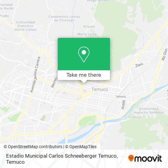 Mapa de Estadio Municipal Carlos Schneeberger Temuco