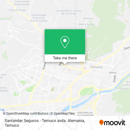 Mapa de Santander Seguros - Temuco avda. Alemania