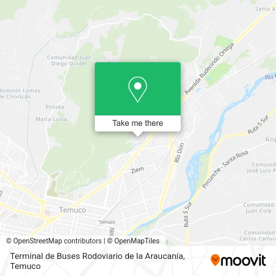 Terminal de Buses Rodoviario de la Araucanía map