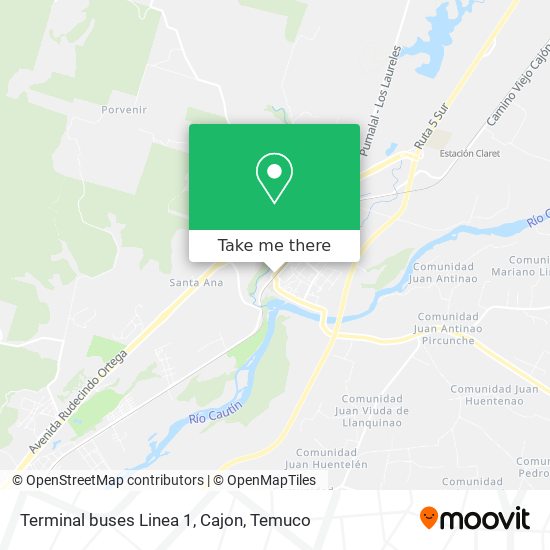 Terminal buses Linea 1, Cajon map