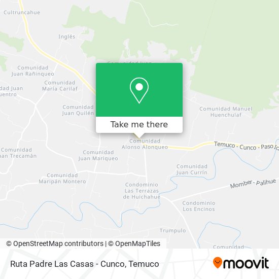 Ruta Padre Las Casas - Cunco map