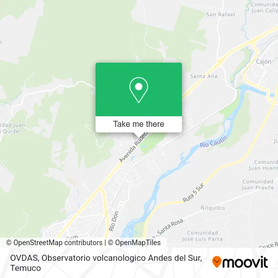 Mapa de OVDAS, Observatorio volcanologico Andes del Sur
