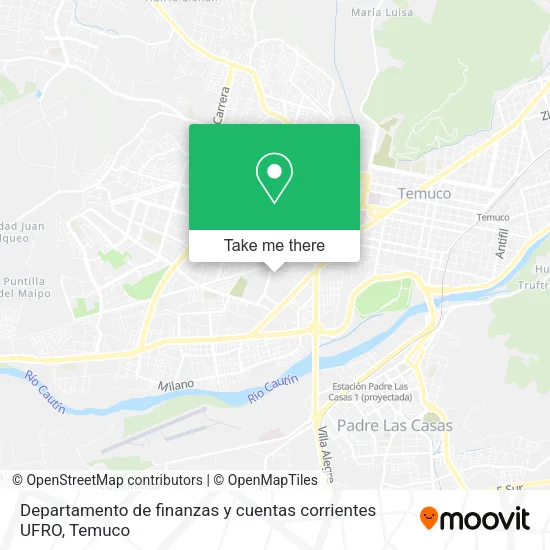Departamento de finanzas y cuentas corrientes UFRO map