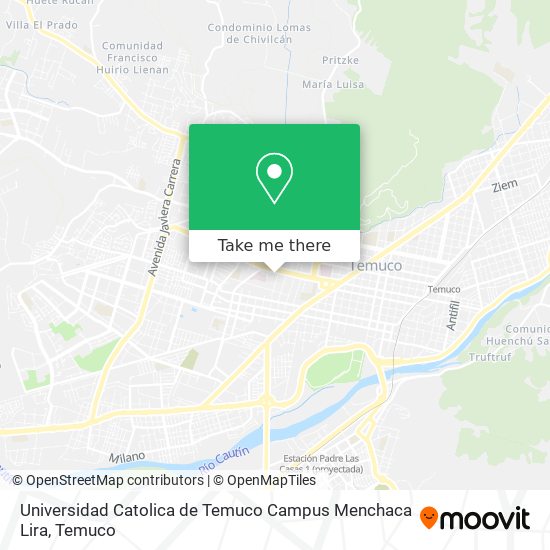 Mapa de Universidad Catolica de Temuco Campus Menchaca Lira