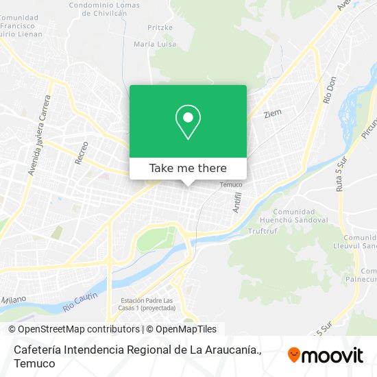 Mapa de Cafetería Intendencia Regional de La Araucanía.