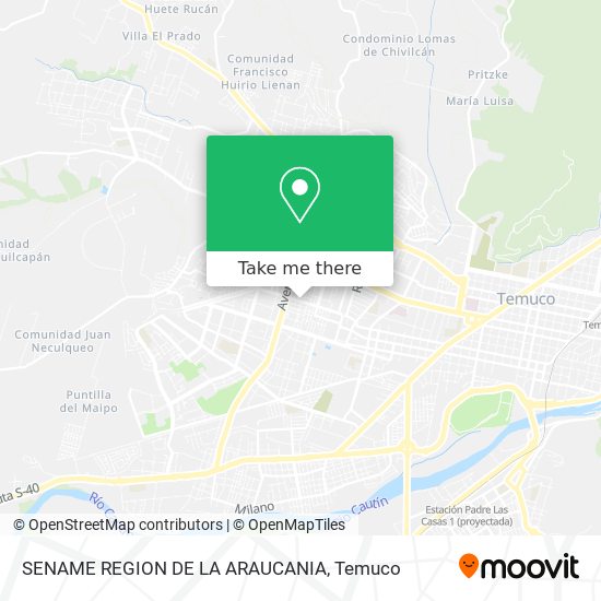 SENAME REGION DE LA ARAUCANIA map