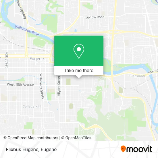 Mapa de Flixbus Eugene