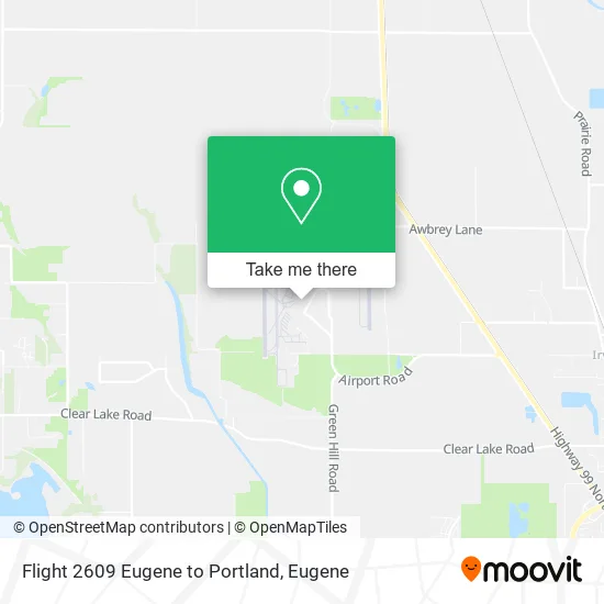 Flight 2609 Eugene to Portland map