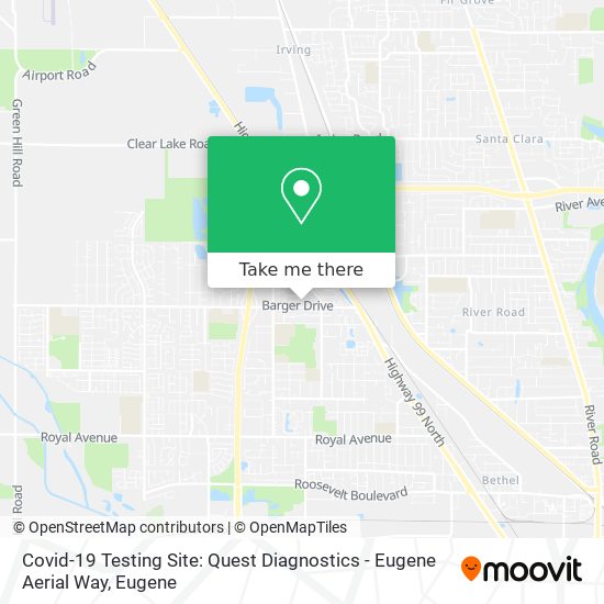 Covid-19 Testing Site: Quest Diagnostics - Eugene Aerial Way map