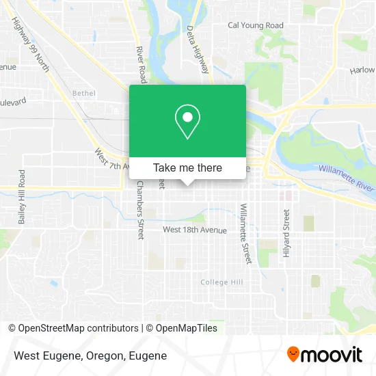 West Eugene, Oregon map