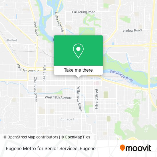 Eugene Metro for Senior Services map