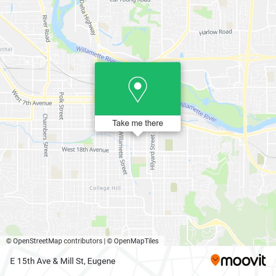 E 15th Ave & Mill St map