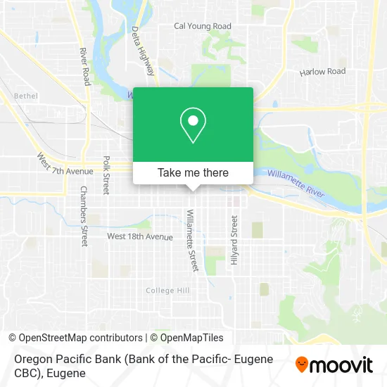 Oregon Pacific Bank (Bank of the Pacific- Eugene CBC) map