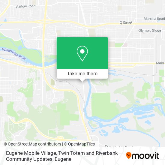 Eugene Mobile Village, Twin Totem and Riverbank Community Updates map