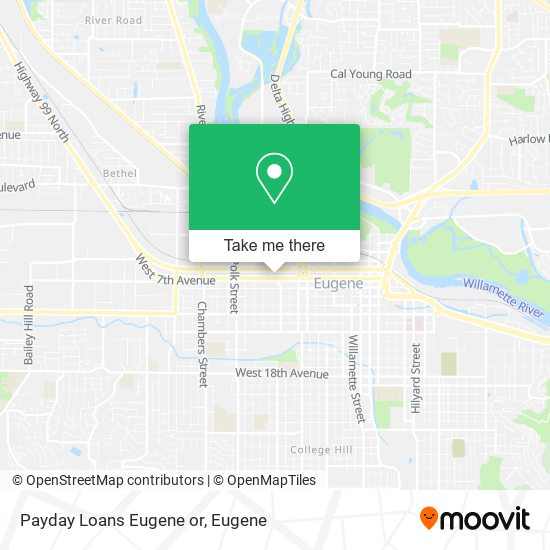 Mapa de Payday Loans Eugene or