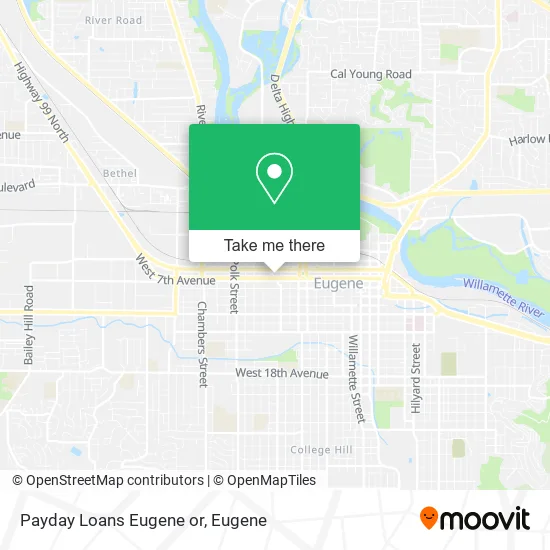 Payday Loans Eugene or map