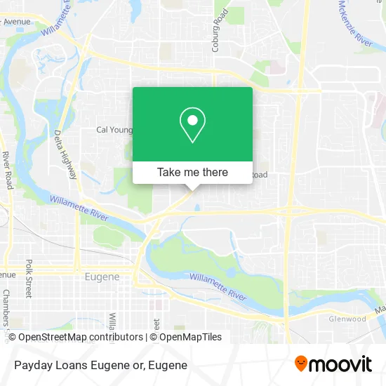 Payday Loans Eugene or map