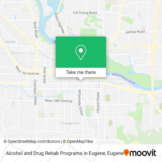 Alcohol and Drug Rehab Programs in Eugene map