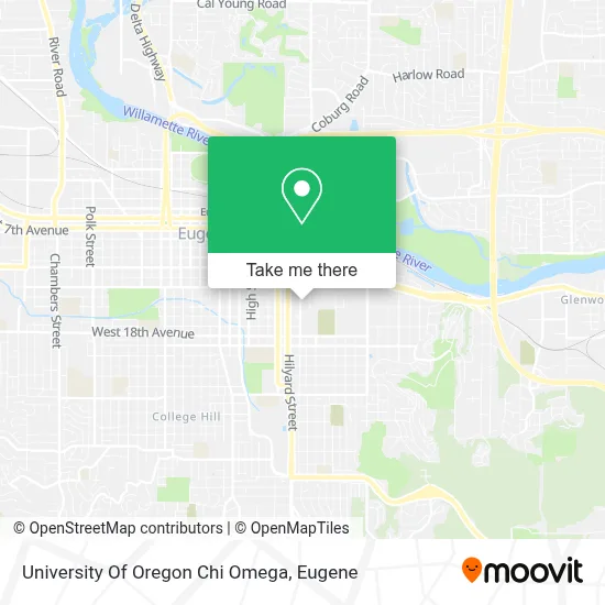 University Of Oregon Chi Omega map