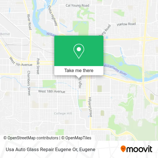 Usa Auto Glass Repair Eugene Or map