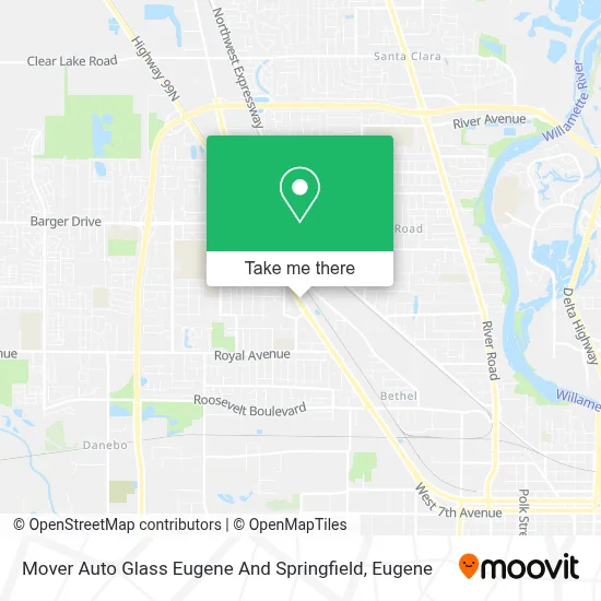 Mover Auto Glass Eugene And Springfield map