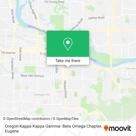 Oregon Kappa Kappa Gamma- Beta Omega Chapter map
