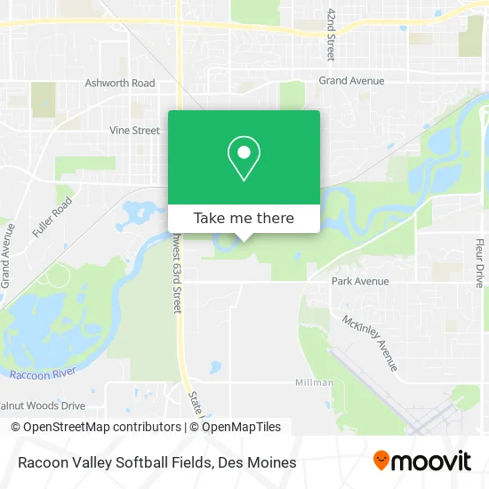 Racoon Valley Softball Fields map