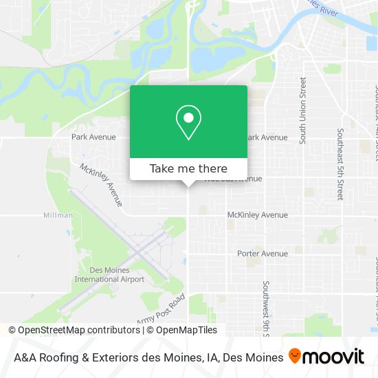 A&A Roofing & Exteriors des Moines, IA map