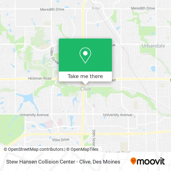 Stew Hansen Collision Center - Clive map