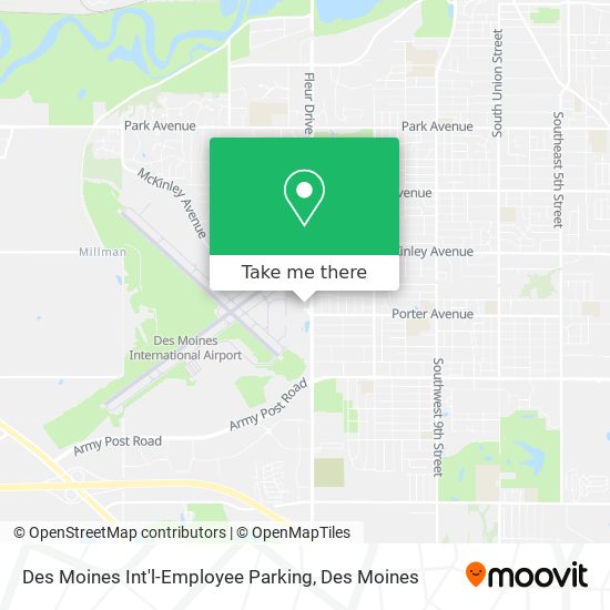 Des Moines Int'l-Employee Parking map