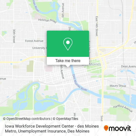 Mapa de Iowa Workforce Development Center - des Moines Metro, Unemployment Insurance