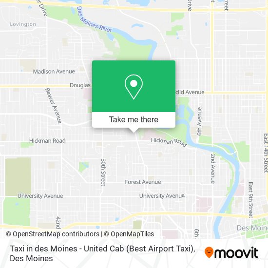 Taxi in des Moines - United Cab (Best Airport Taxi) map