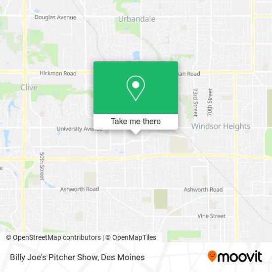 Billy Joe's Pitcher Show map