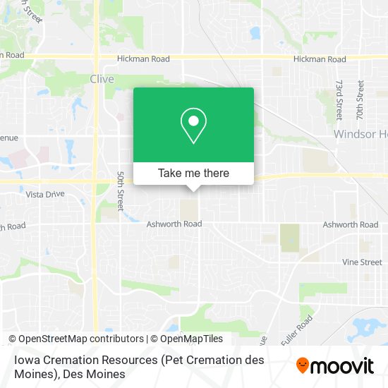 Mapa de Iowa Cremation Resources (Pet Cremation des Moines)