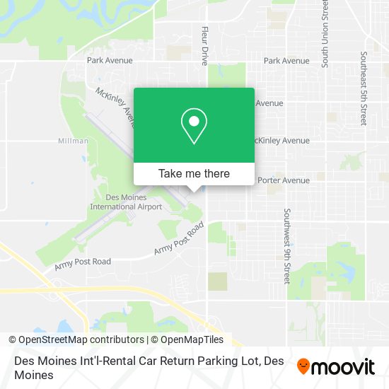 Des Moines Int'l-Rental Car Return Parking Lot map