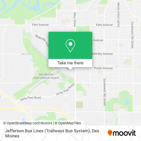 Jefferson Bus Lines (Trailways Bus System) map