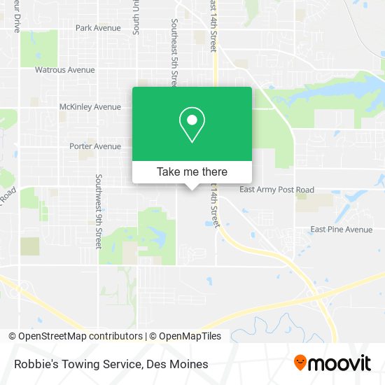 Robbie's Towing Service map