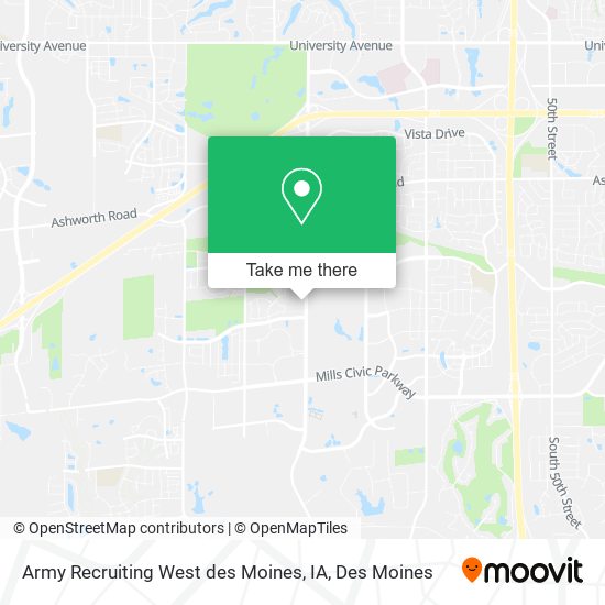 Army Recruiting West des Moines, IA map