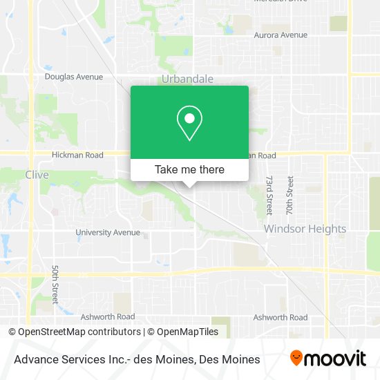 Advance Services Inc.- des Moines map